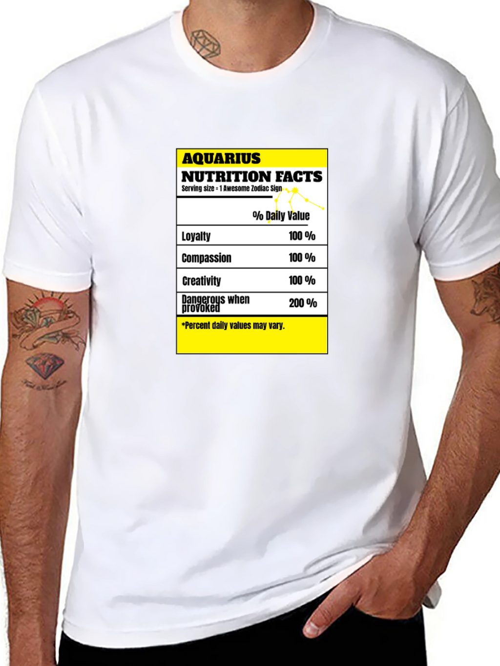 Aquarius Nutrition Facts Zodiac Sign T-Shirt