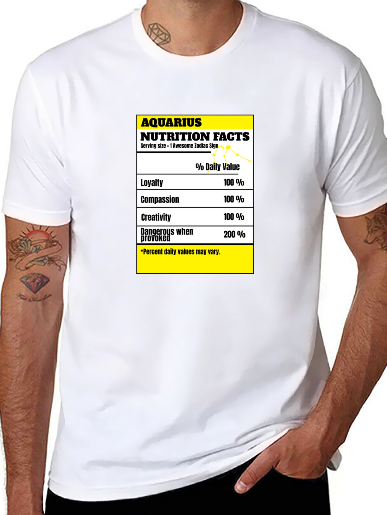 Aquarius Nutrition Facts Zodiac Sign T-Shirt