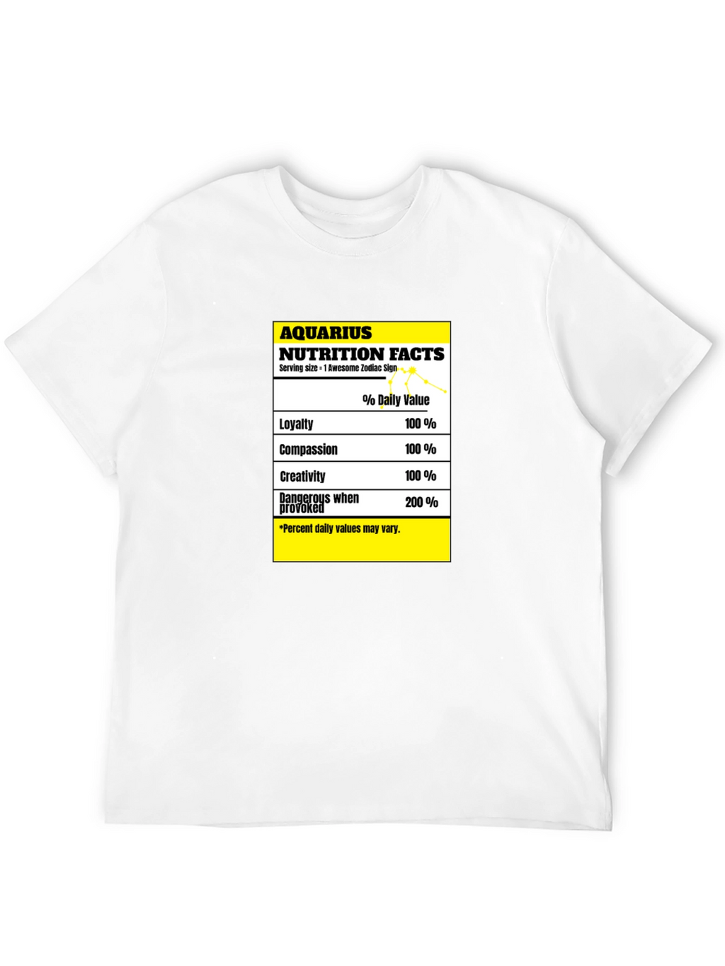 Aquarius Nutrition Facts Zodiac Sign T-Shirt