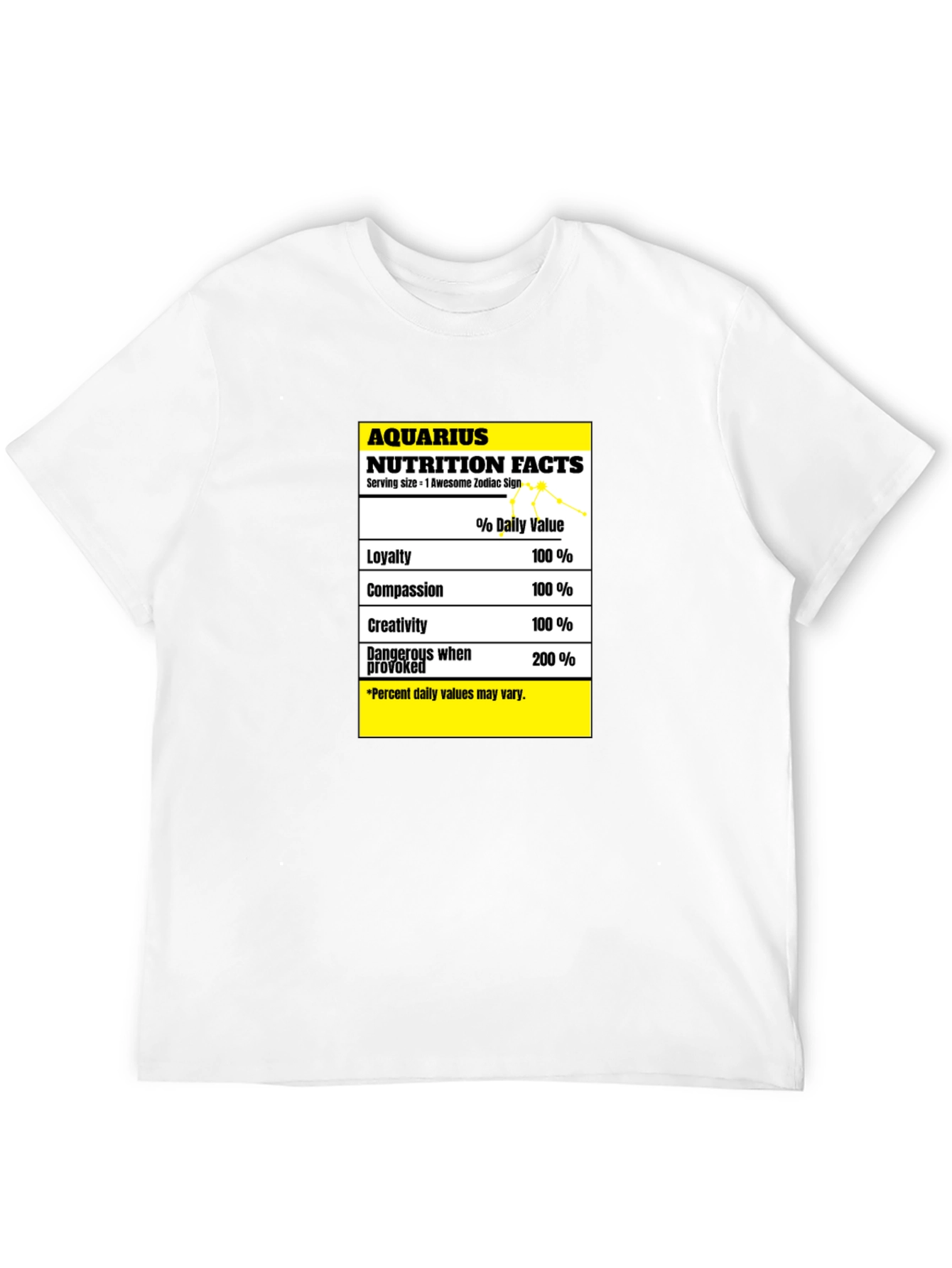 Aquarius Nutrition Facts Zodiac Sign T-Shirt