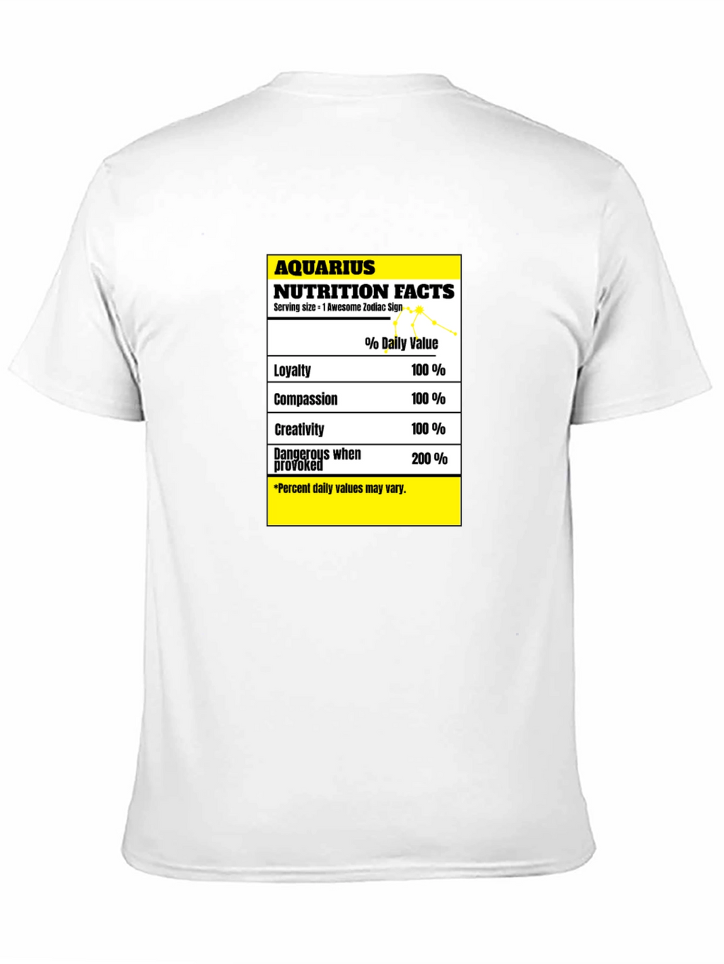 Aquarius Nutrition Facts Zodiac Sign T-Shirt
