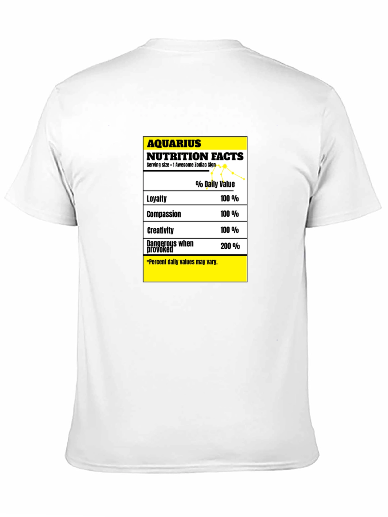 Aquarius Nutrition Facts Zodiac Sign T-Shirt
