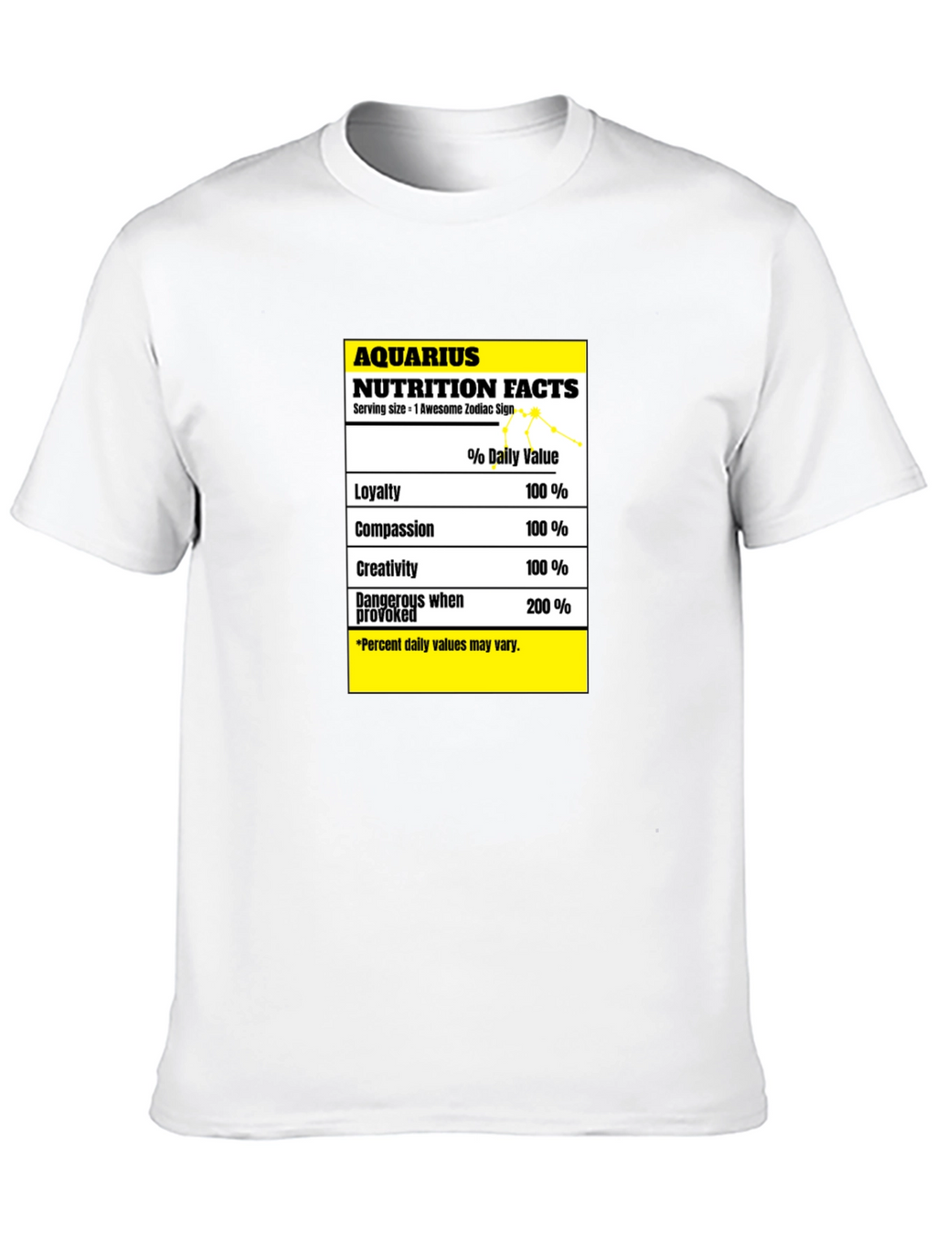 Aquarius Nutrition Facts Zodiac Sign T-Shirt
