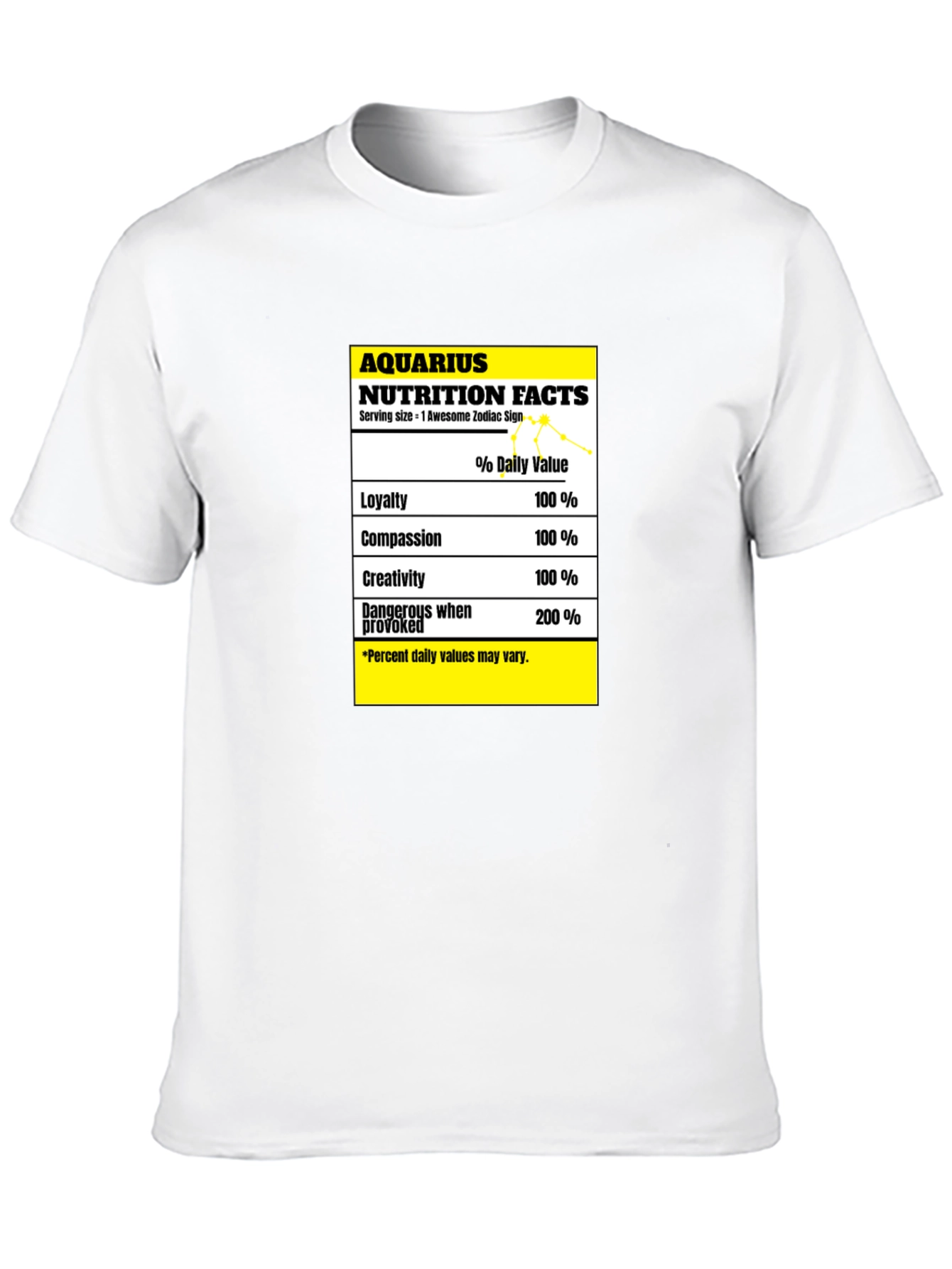 Aquarius Nutrition Facts Zodiac Sign T-Shirt
