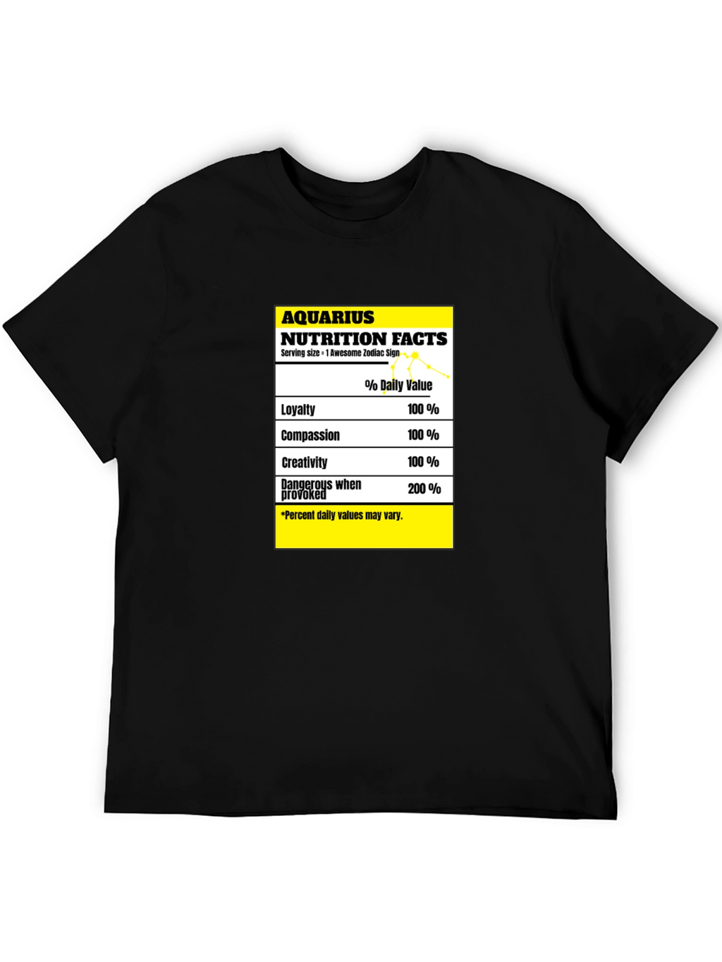 Aquarius Nutrition Facts Zodiac Sign T-Shirt
