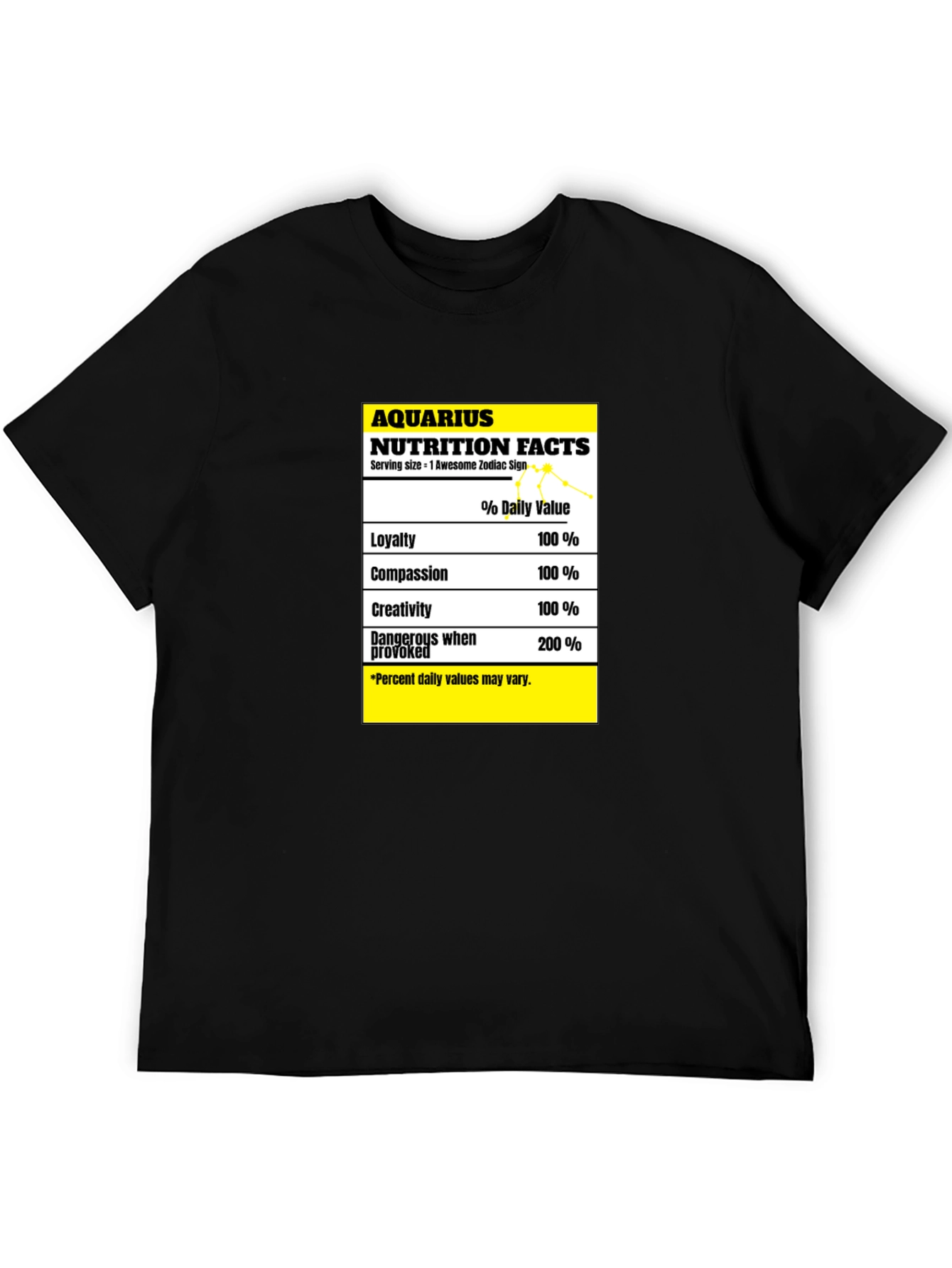 Aquarius Nutrition Facts Zodiac Sign T-Shirt