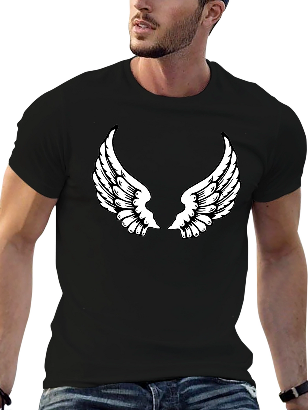 Black Angel Wing Graphic Tee