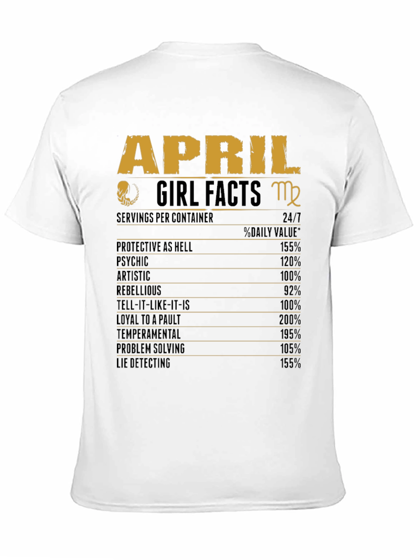 April Girl Facts T-Shirt Zodiac Virgo Birthday Gift