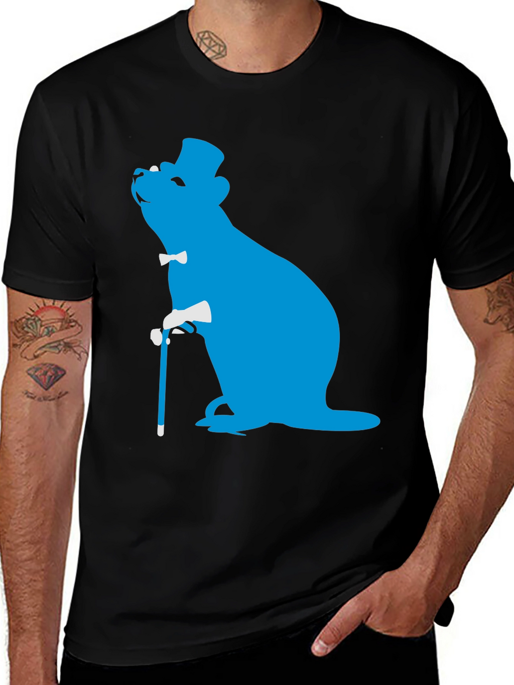 Dapper Otter T-Shirt - Blue Silhouette Design