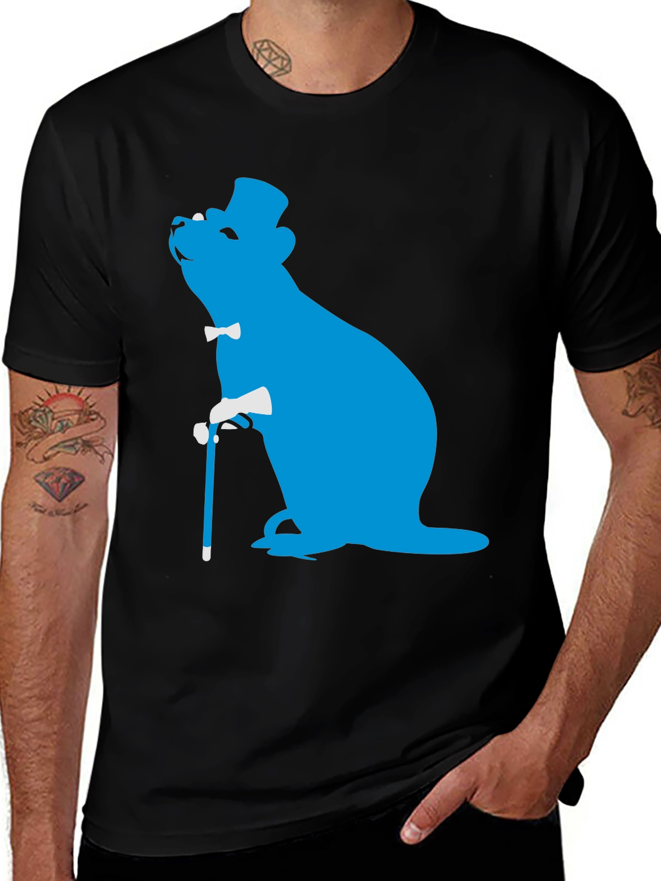 Dapper Otter T-Shirt - Blue Silhouette Design