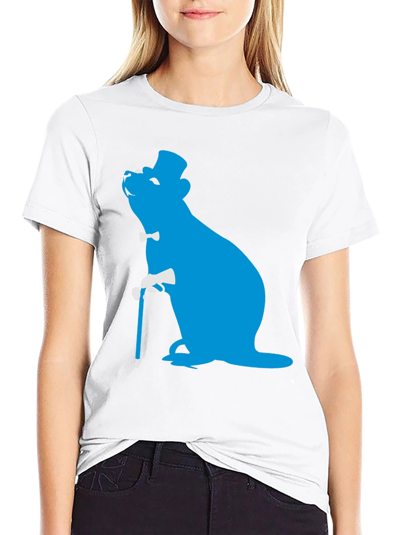 Dapper Otter T-Shirt - Blue Silhouette Design