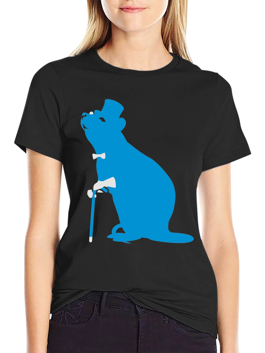 Dapper Otter T-Shirt - Blue Silhouette Design