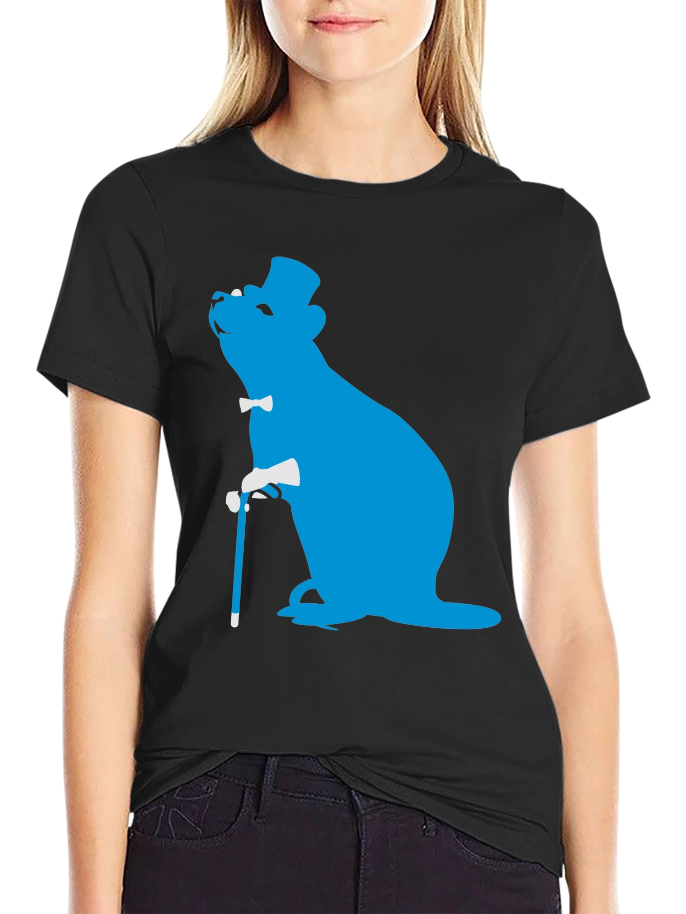 Dapper Otter T-Shirt - Blue Silhouette Design