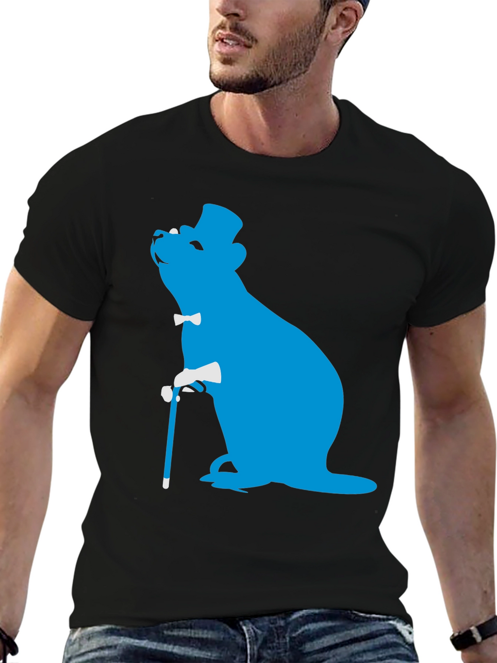 Dapper Otter T-Shirt - Blue Silhouette Design