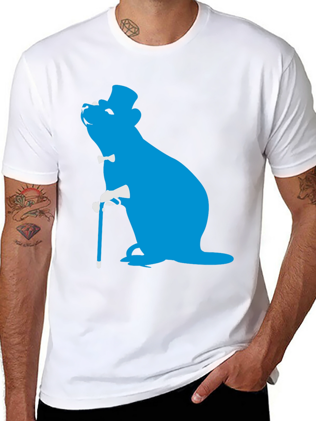 Dapper Otter T-Shirt - Blue Silhouette Design