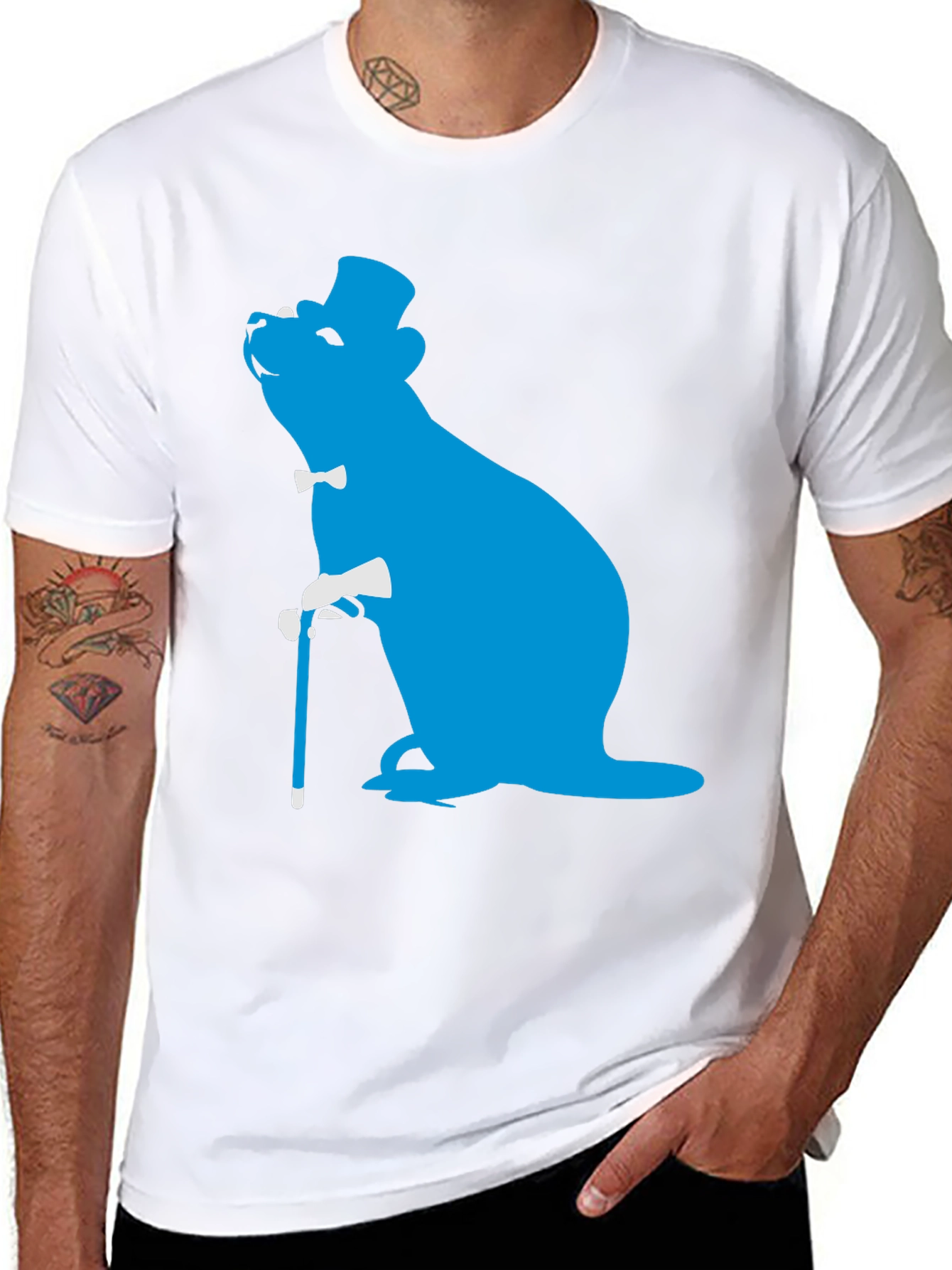 Dapper Otter T-Shirt - Blue Silhouette Design