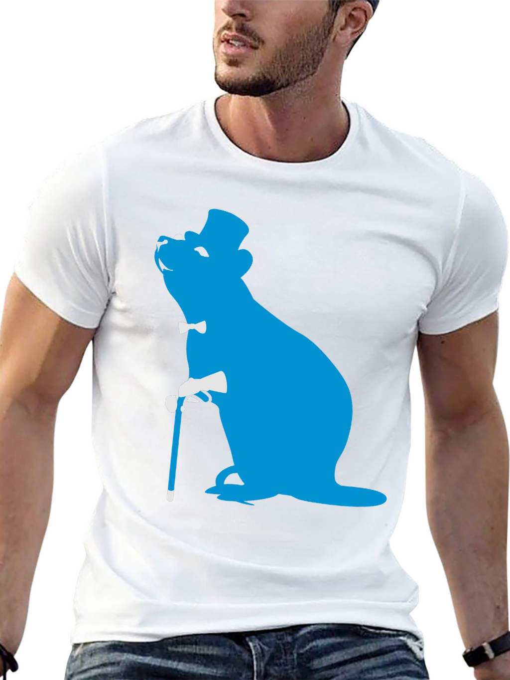 Dapper Otter T-Shirt - Blue Silhouette Design