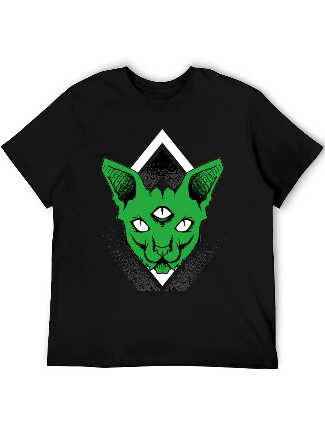 Third Eye Cat Graphic Tee - Black Cotton Shirt