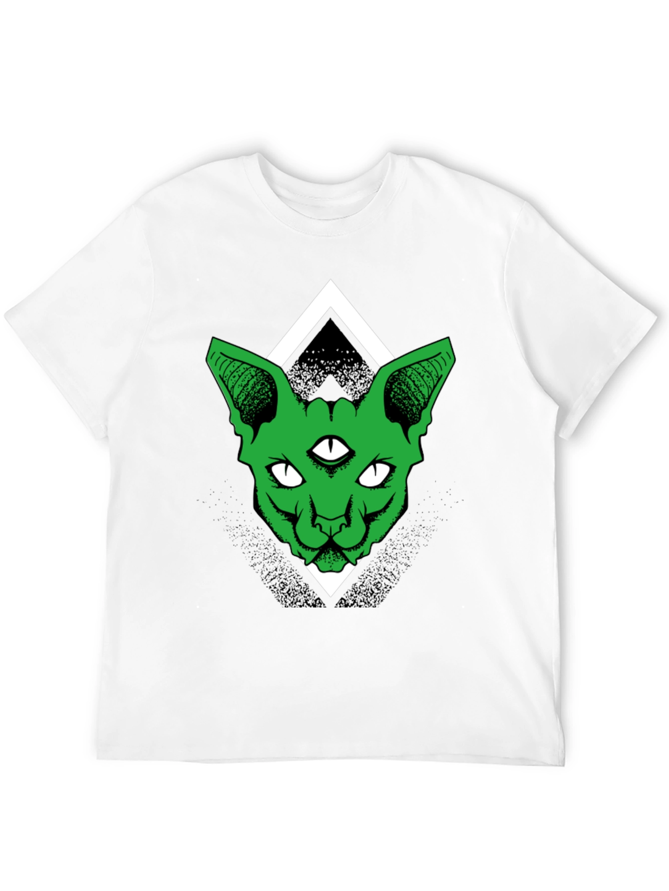 Third Eye Cat Graphic Tee - Black Cotton Shirt