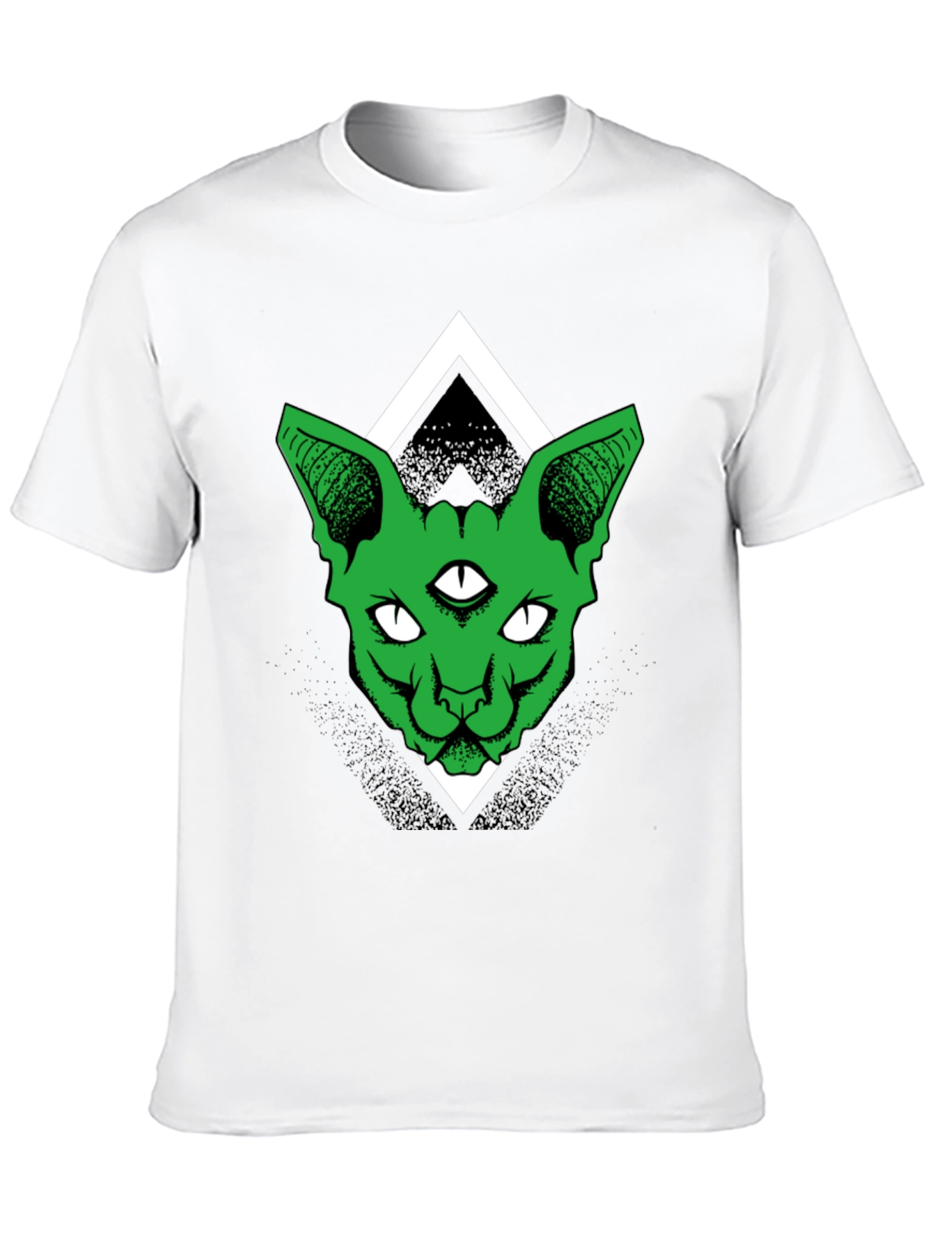 Third Eye Cat Graphic Tee - Black Cotton Shirt