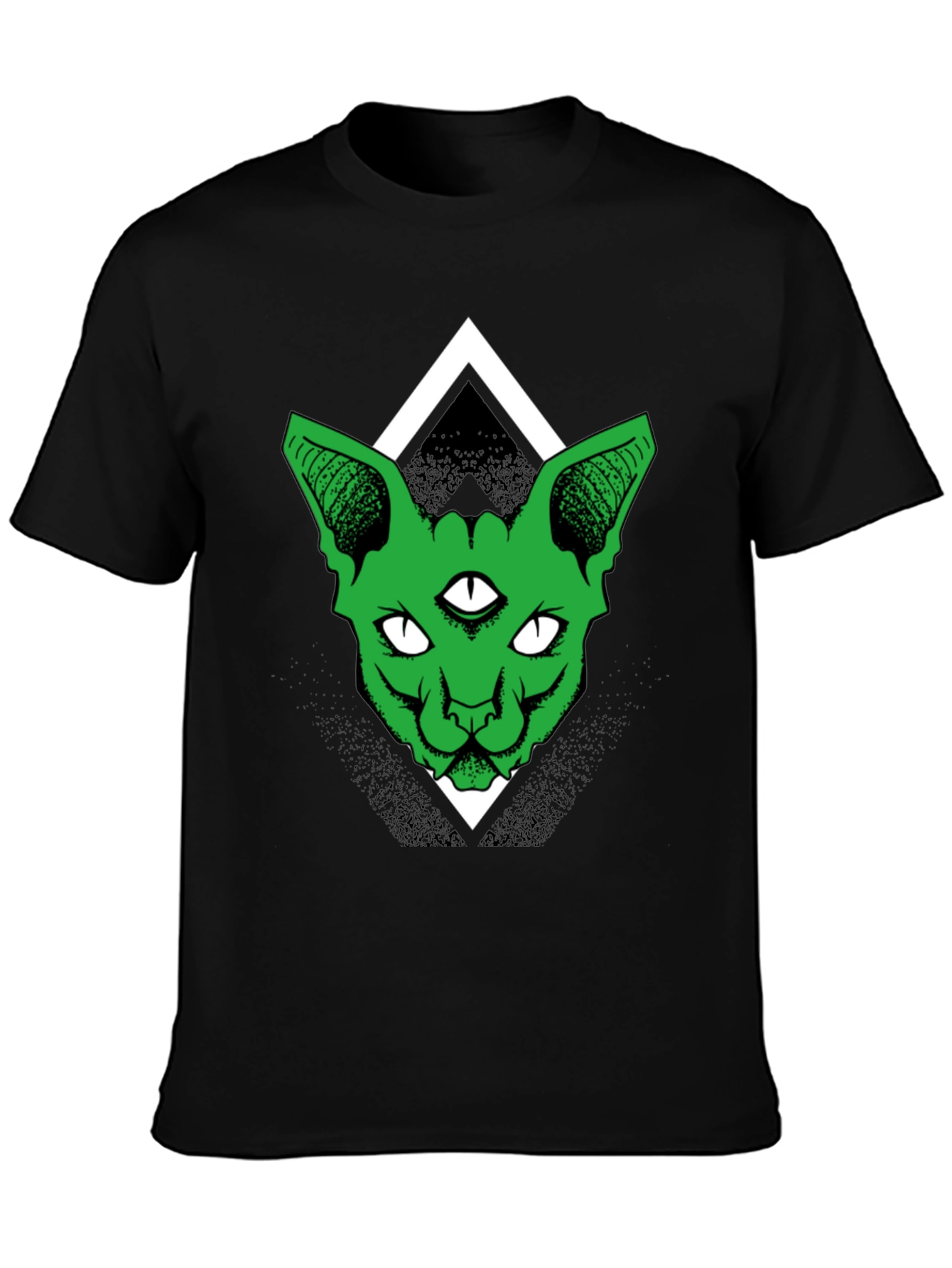 Third Eye Cat Graphic Tee - Black Cotton Shirt