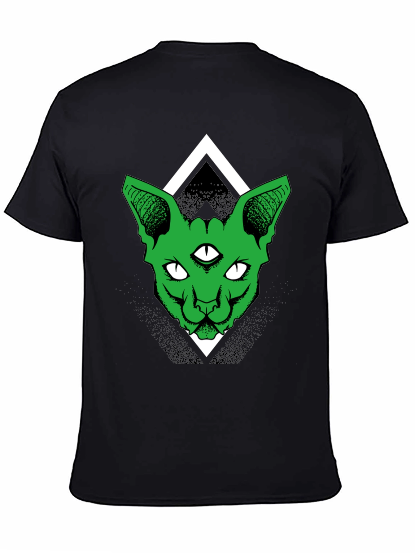 Third Eye Cat Graphic Tee - Black Cotton Shirt