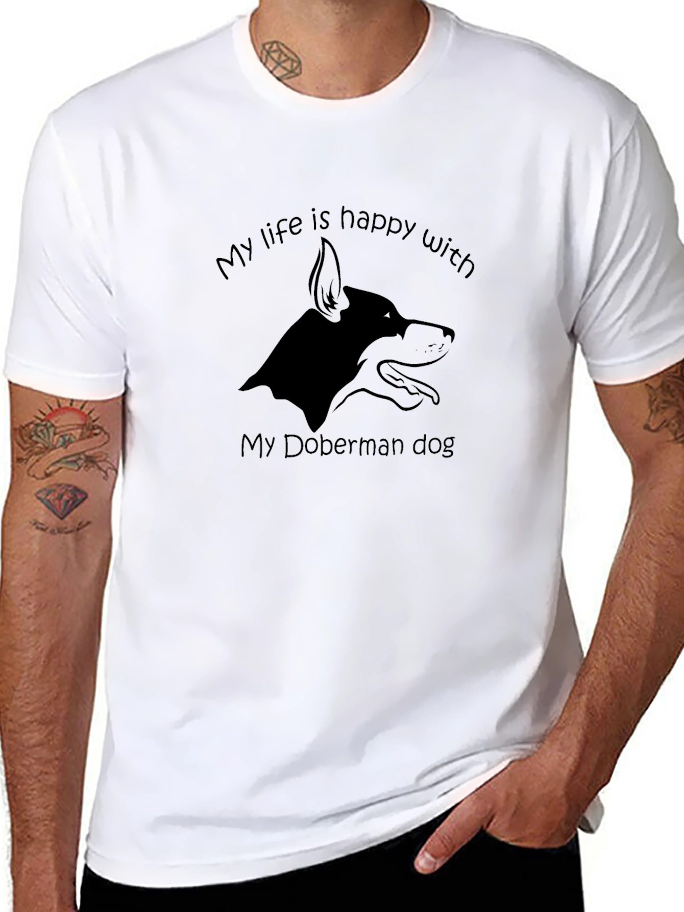 Doberman Dog Lover T-Shirt Happy Life Tee