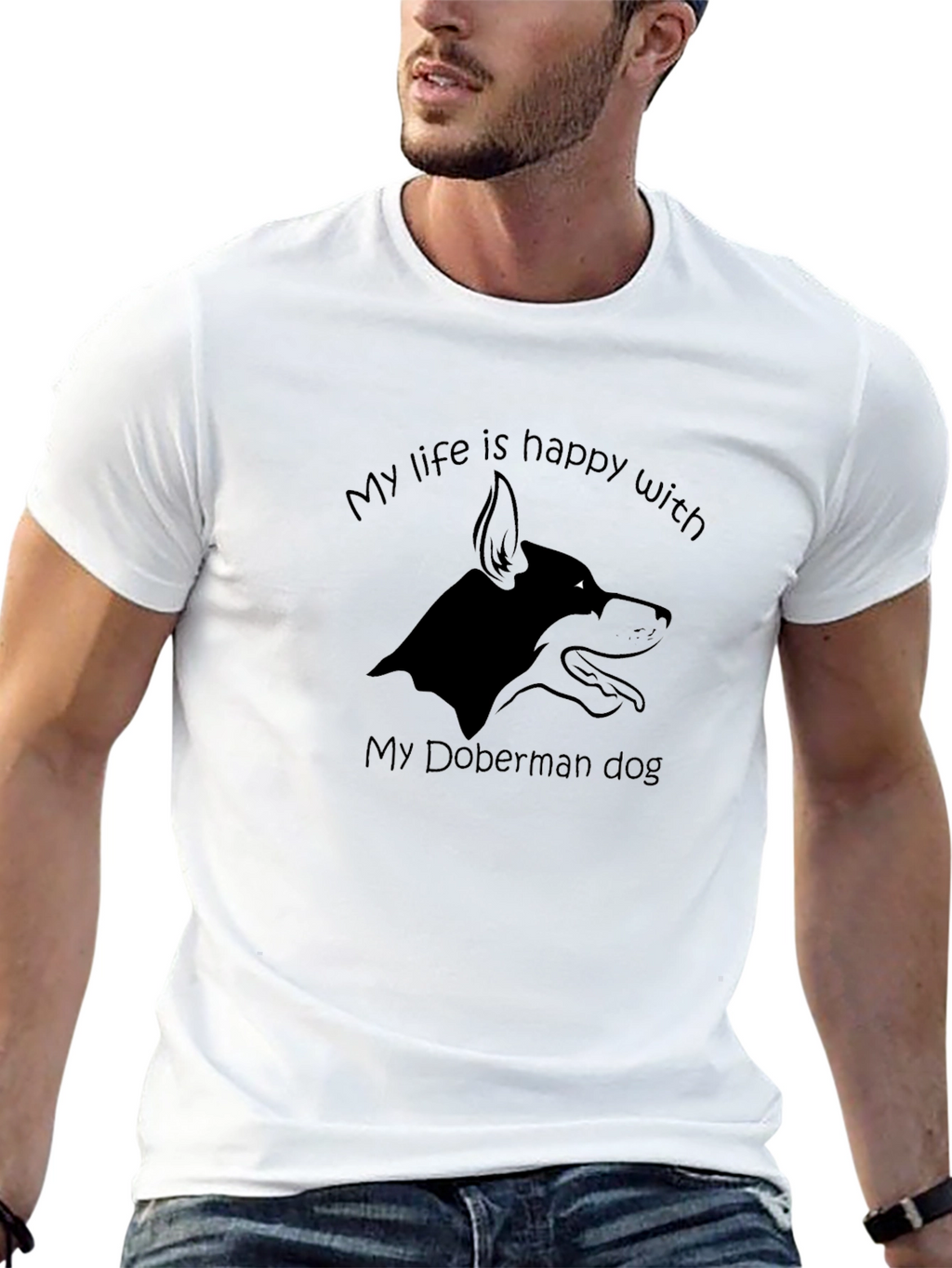 Doberman Dog Lover T-Shirt Happy Life Tee