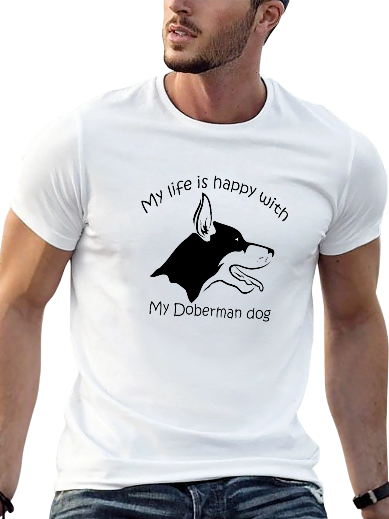 Doberman Dog Lover T-Shirt Happy Life Tee