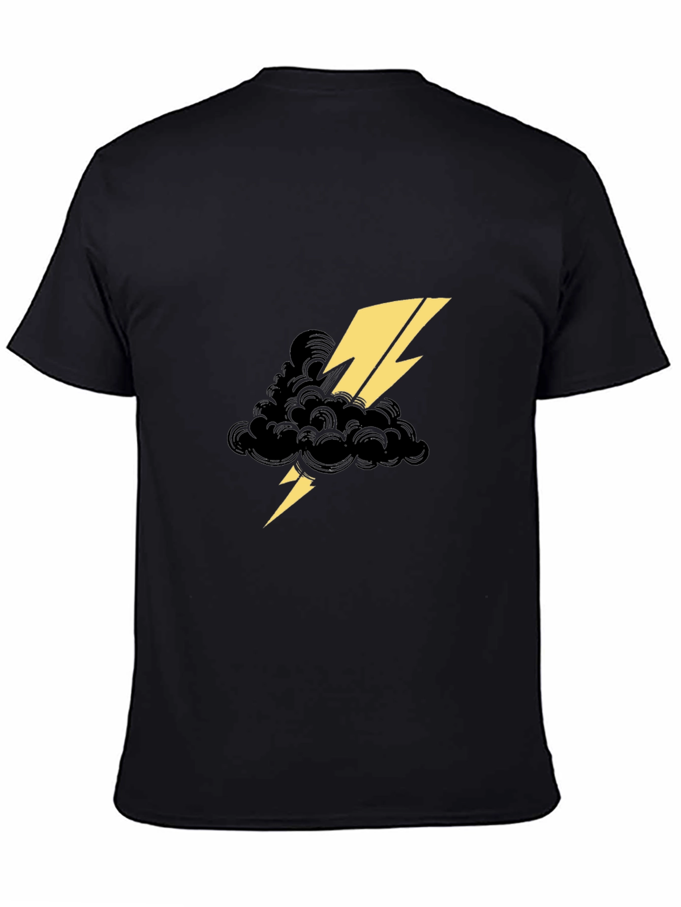 Black Tee with Lightning Cloud Graphic