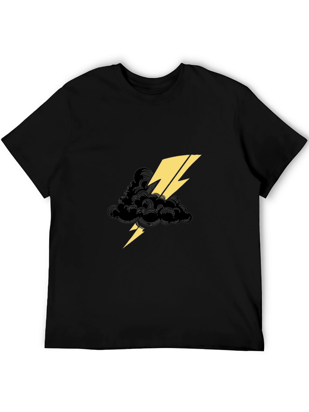 Black Tee with Lightning Cloud Graphic