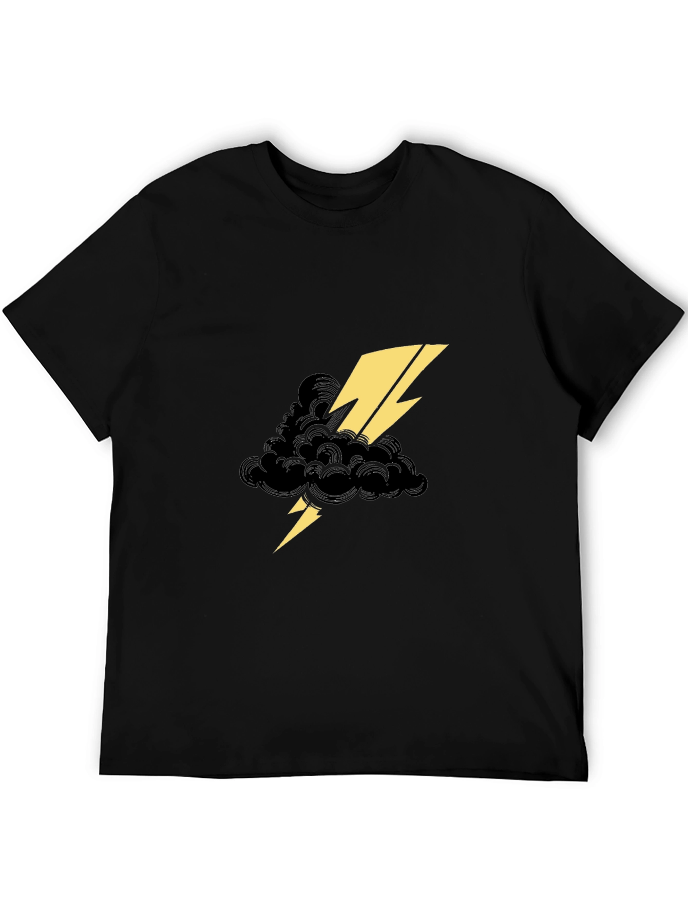 Black Tee with Lightning Cloud Graphic