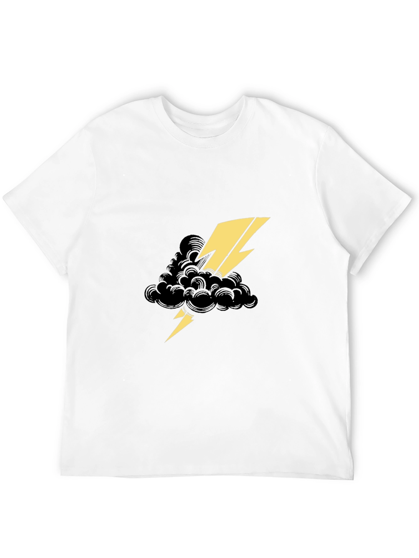Black Tee with Lightning Cloud Graphic