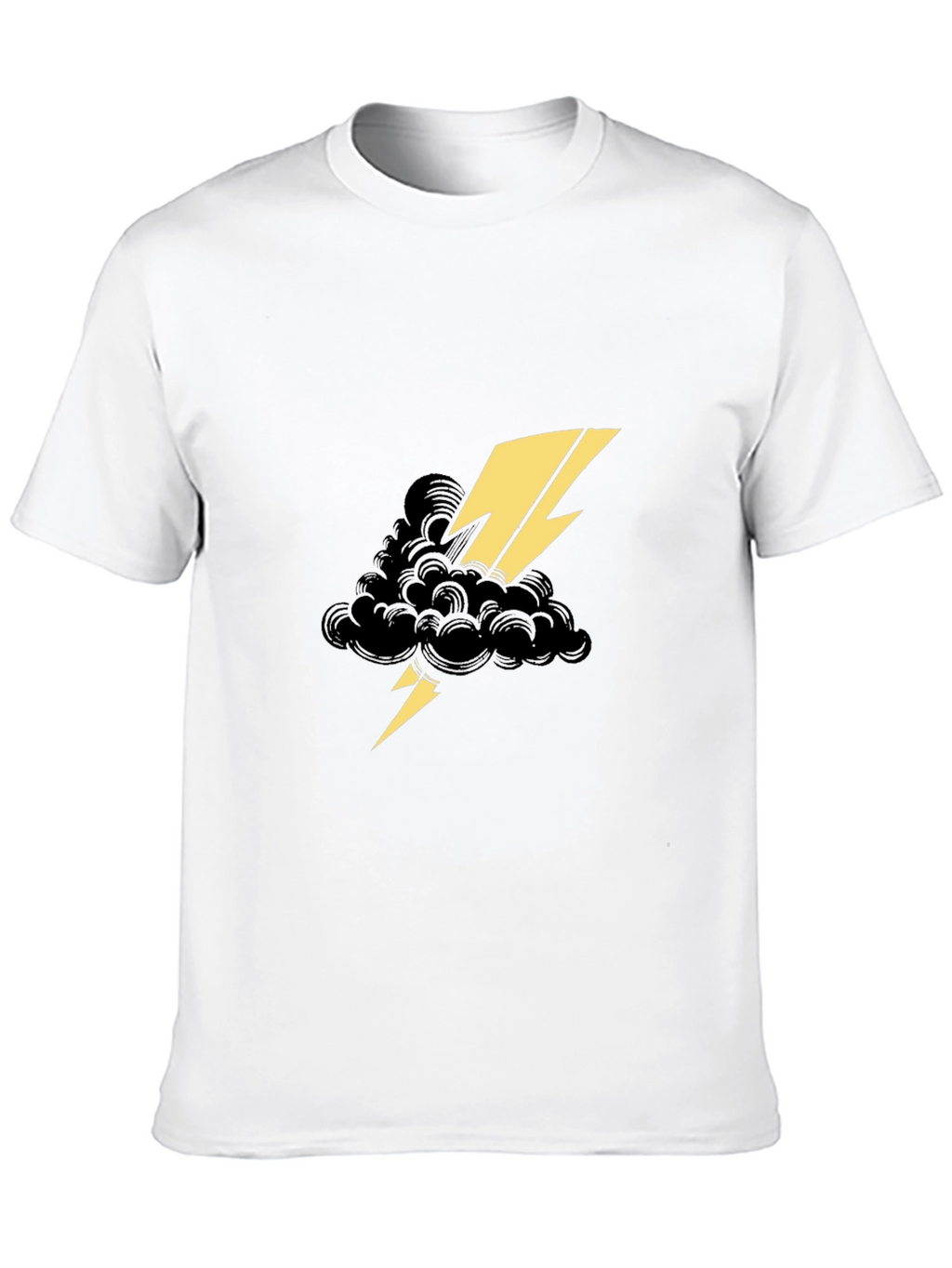 Black Tee with Lightning Cloud Graphic