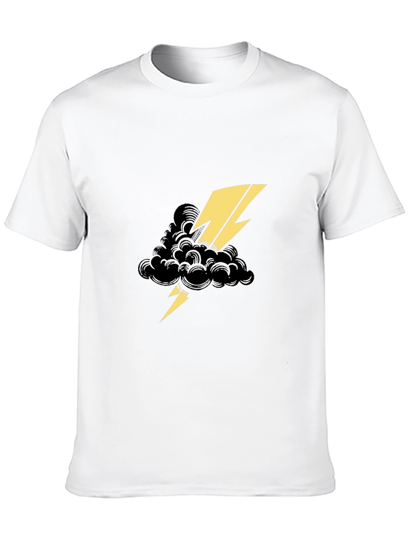 Black Tee with Lightning Cloud Graphic