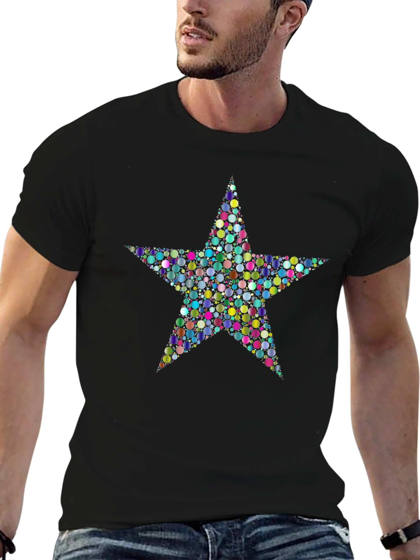 Colorful Star Graphic T-Shirt - Casual Cotton Tee