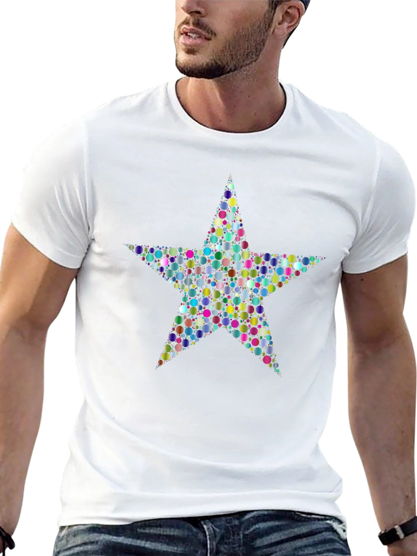 Colorful Star Graphic T-Shirt - Casual Cotton Tee