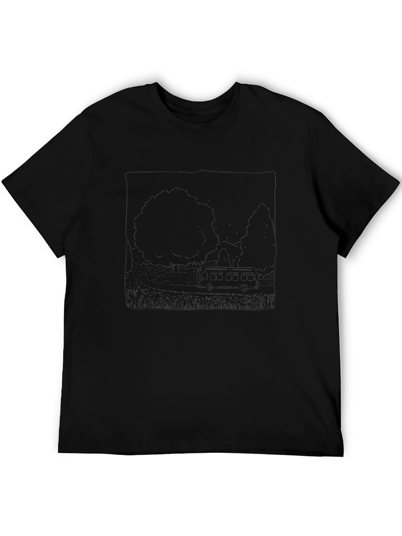 Black Graphic T-Shirt - Nature Scene
