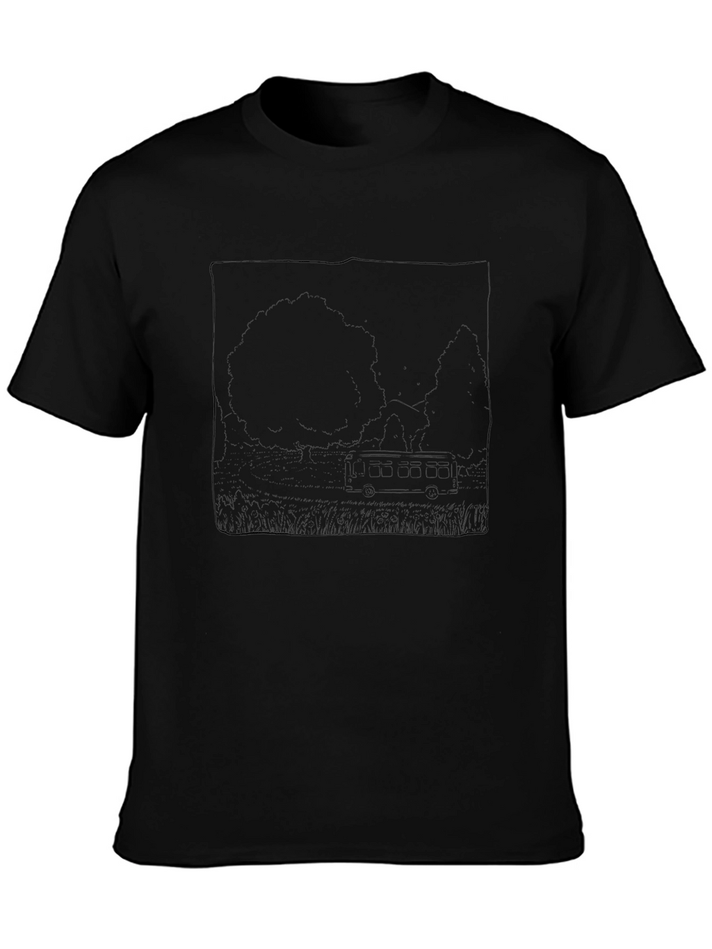 Black Graphic T-Shirt - Nature Scene