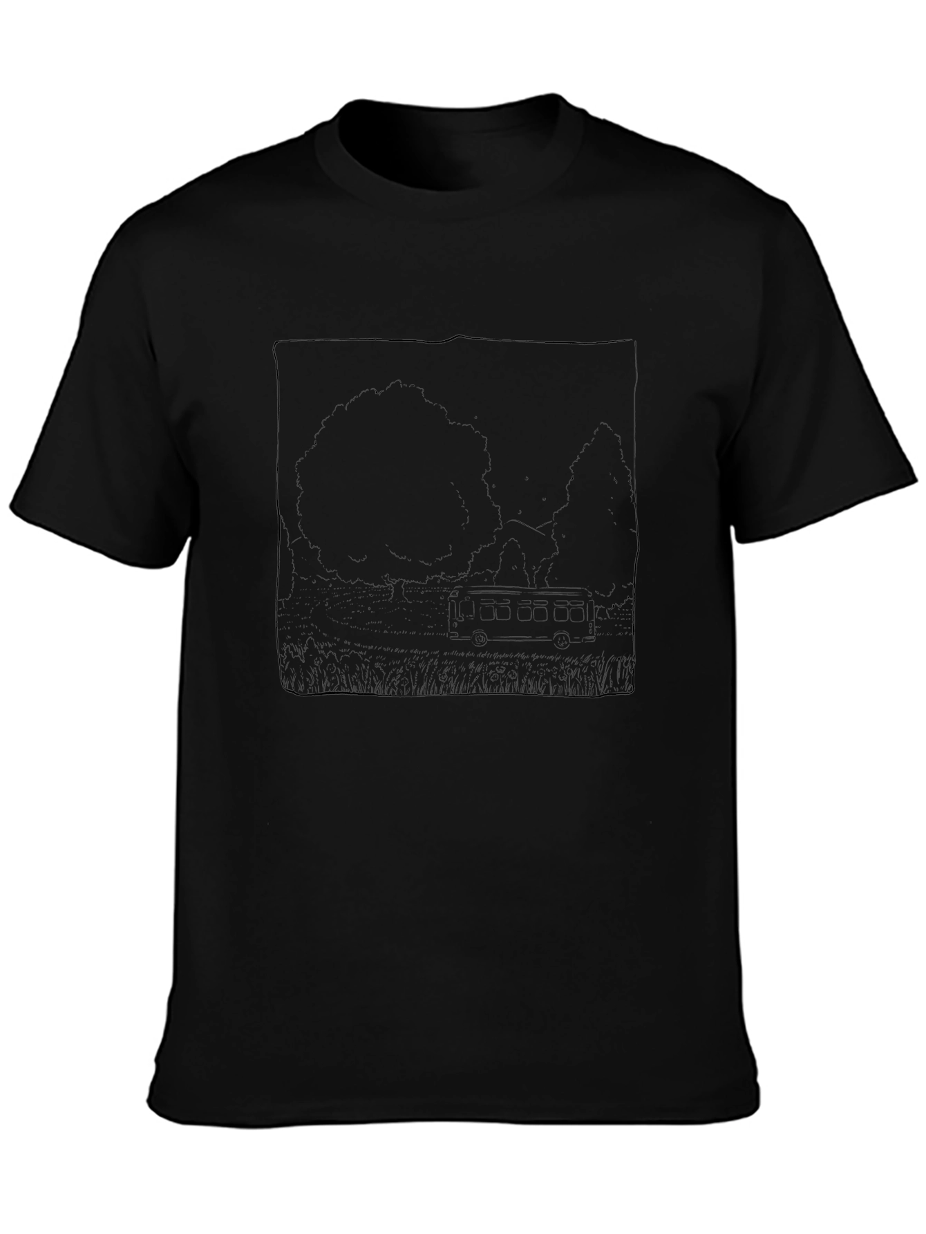 Black Graphic T-Shirt - Nature Scene