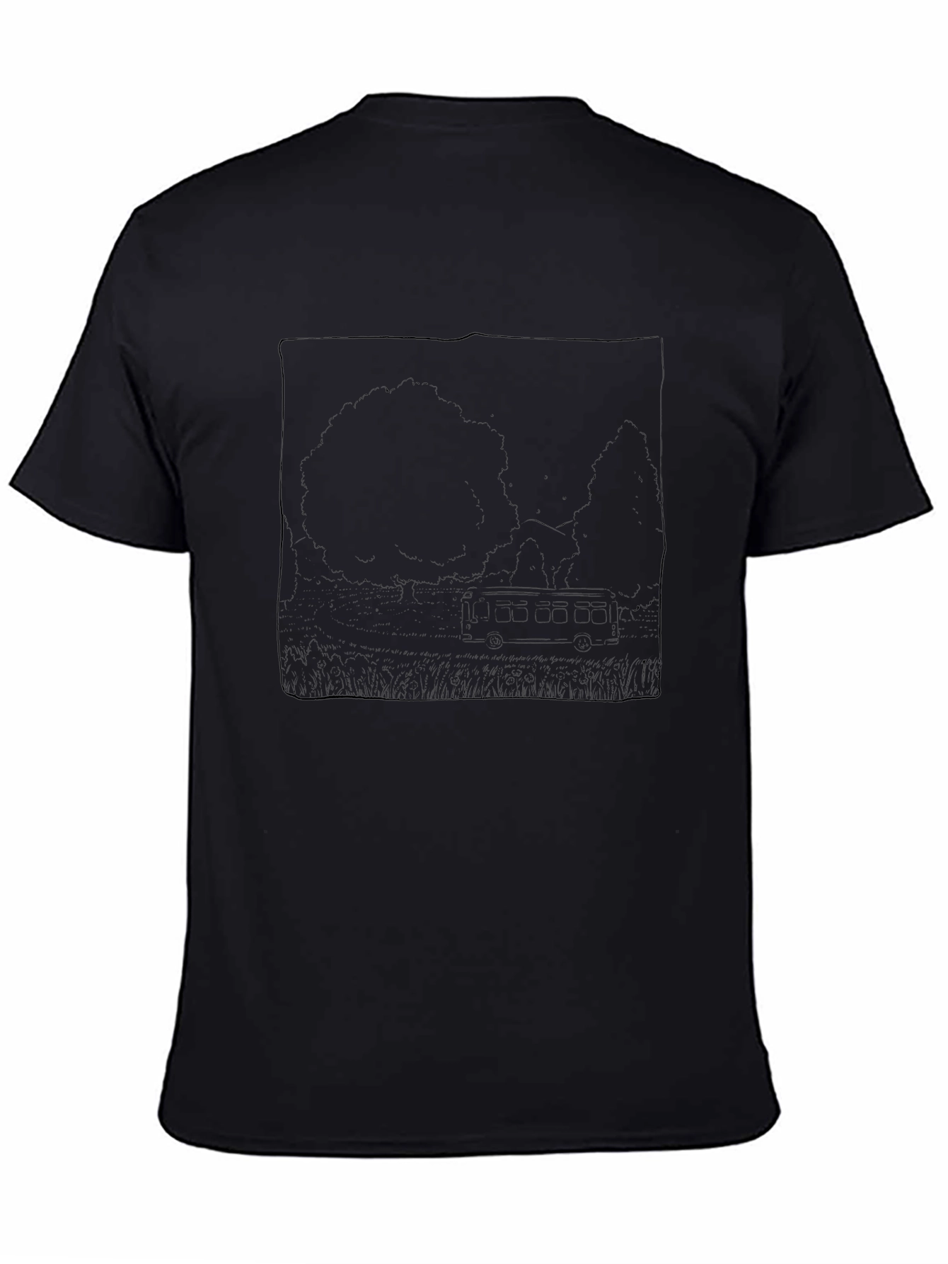 Black Graphic T-Shirt - Nature Scene