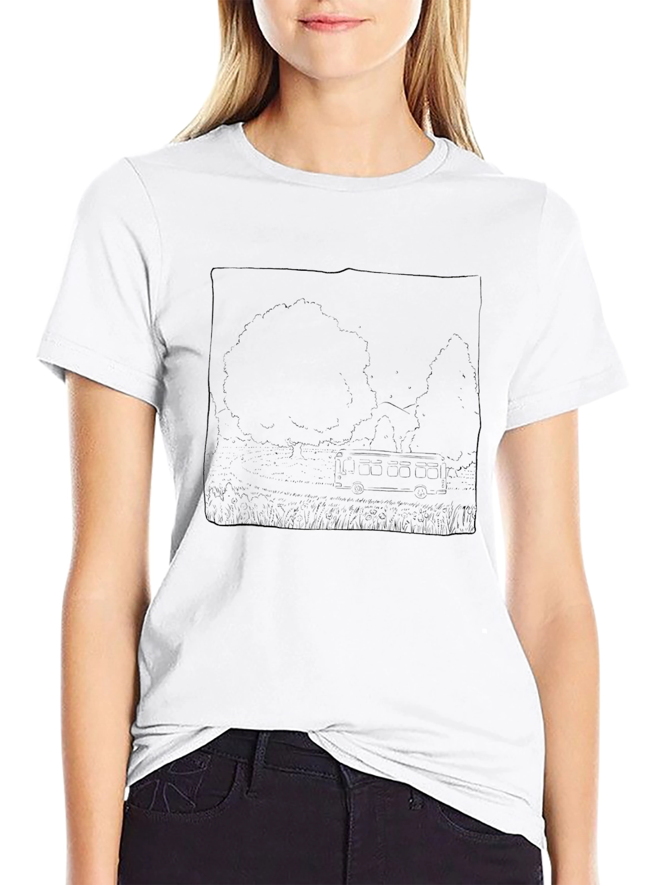 Black Graphic T-Shirt - Nature Scene