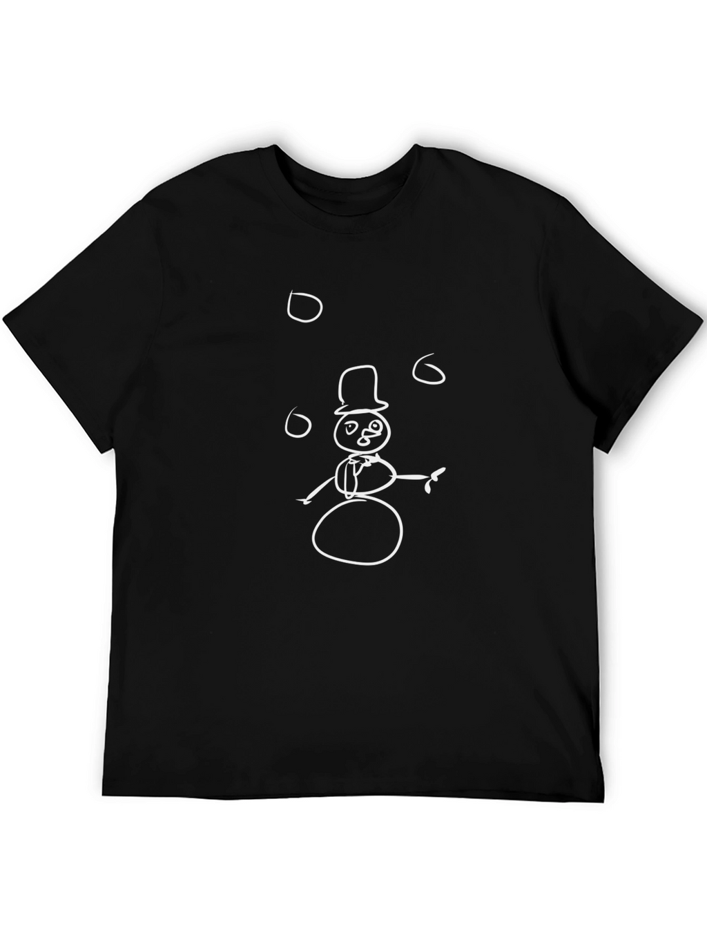 Black T-Shirt with Snowman Graphic Print