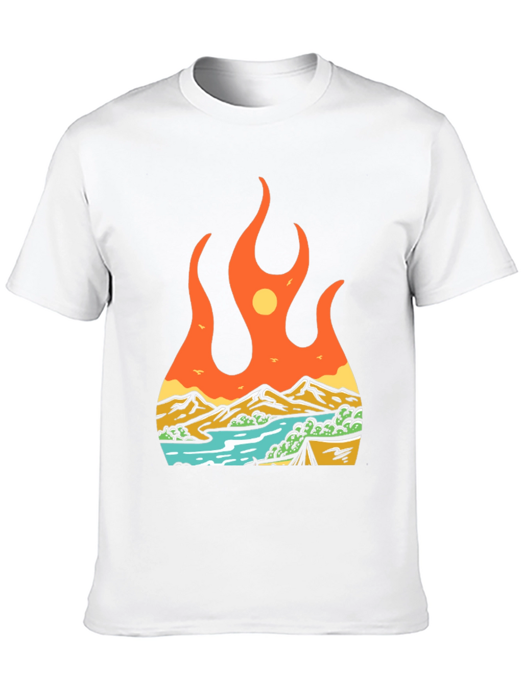 Flame Landscape Graphic Tee - Adventure Awaits