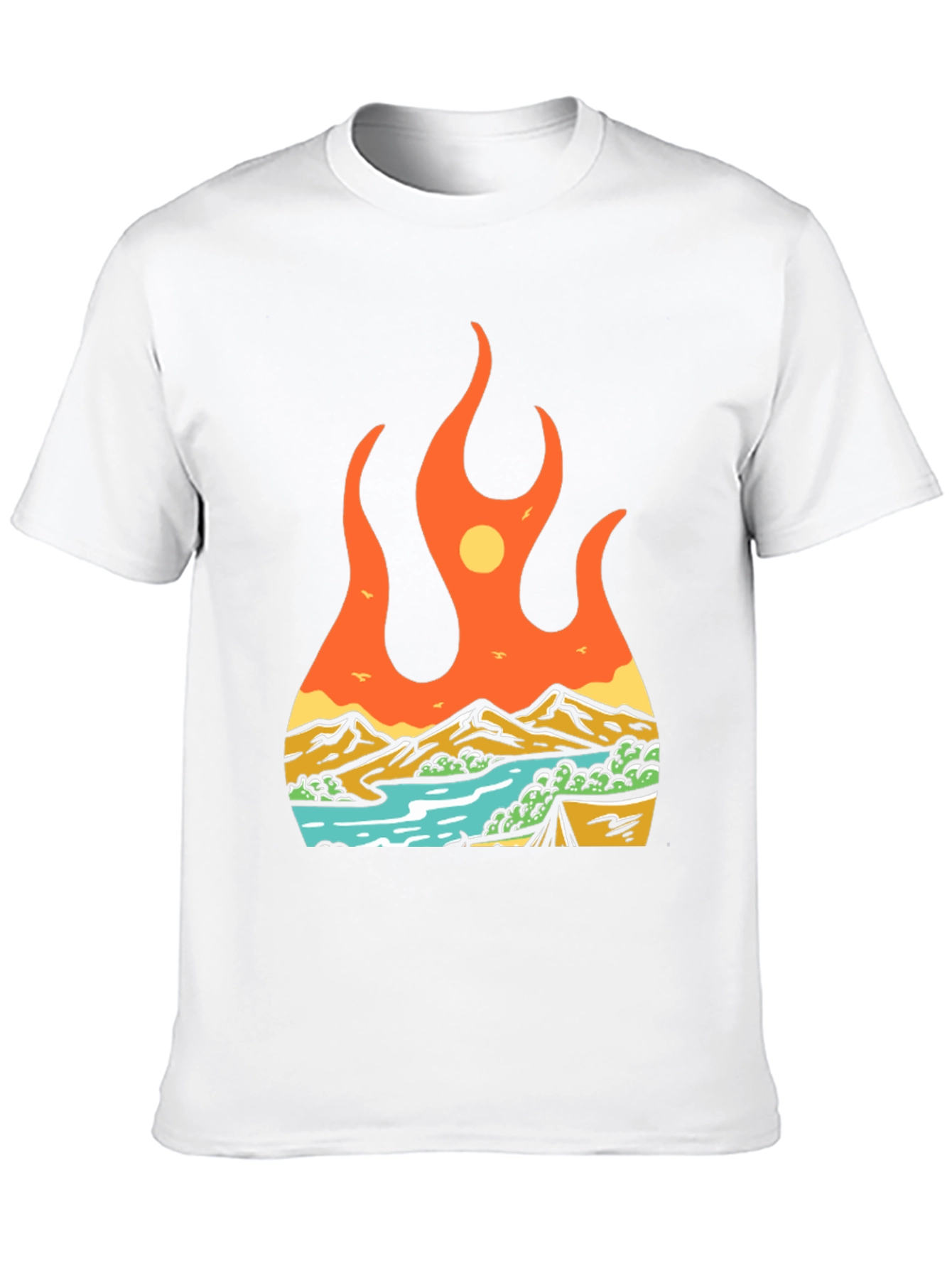 Flame Landscape Graphic Tee - Adventure Awaits