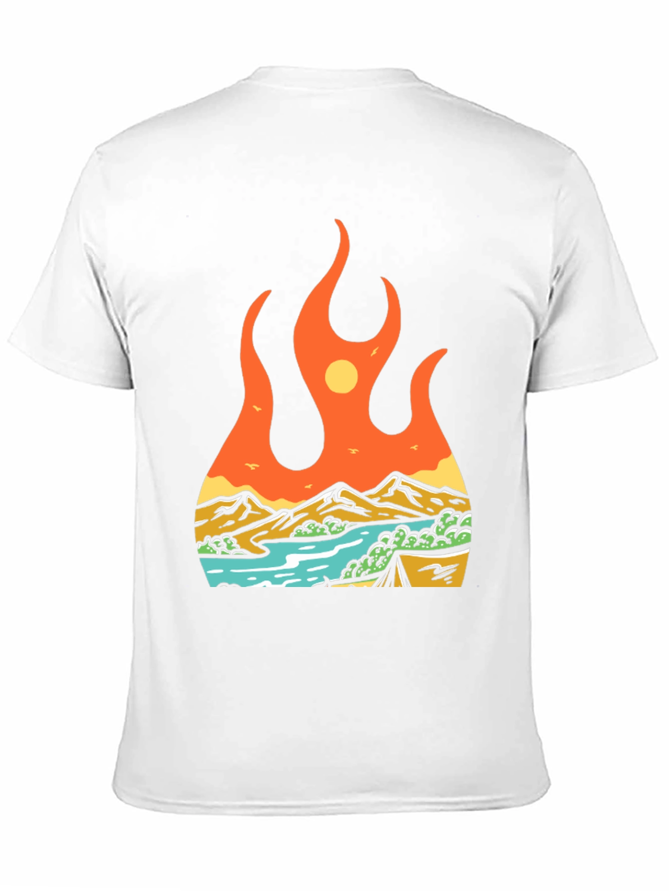 Flame Landscape Graphic Tee - Adventure Awaits