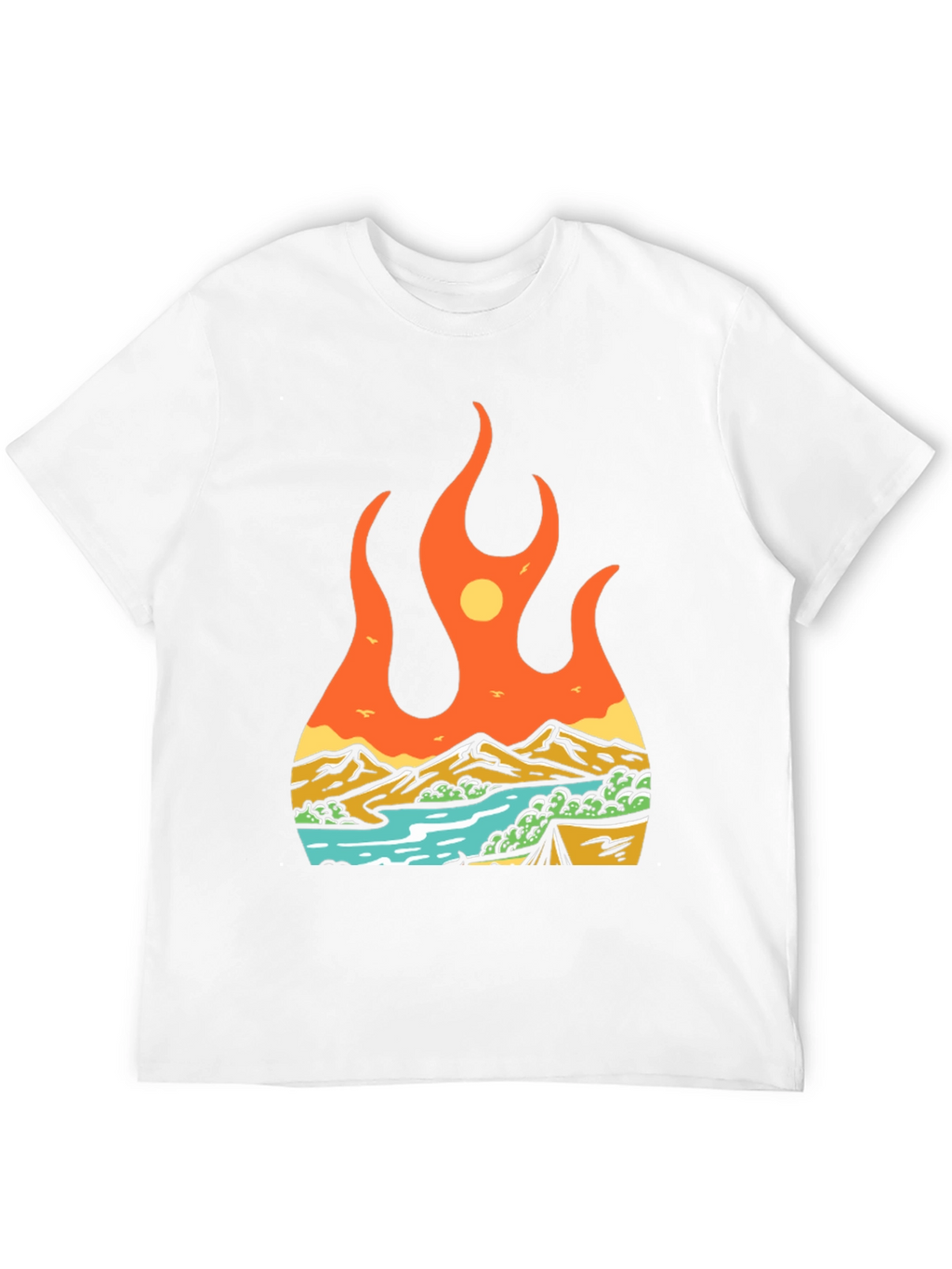 Flame Landscape Graphic Tee - Adventure Awaits