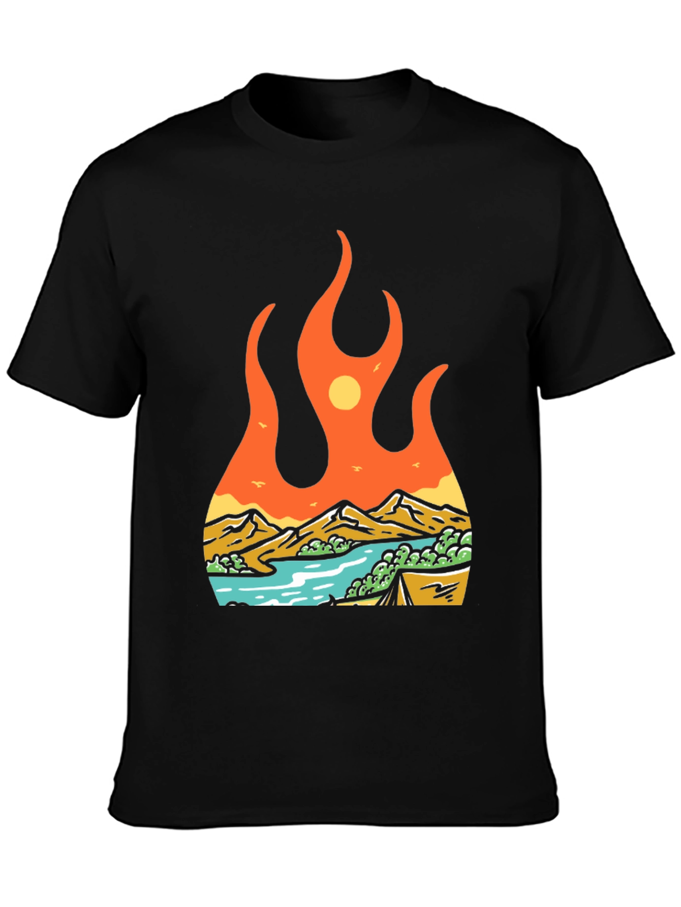Flame Landscape Graphic Tee - Adventure Awaits