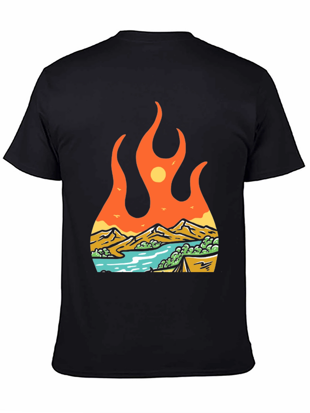 Flame Landscape Graphic Tee - Adventure Awaits