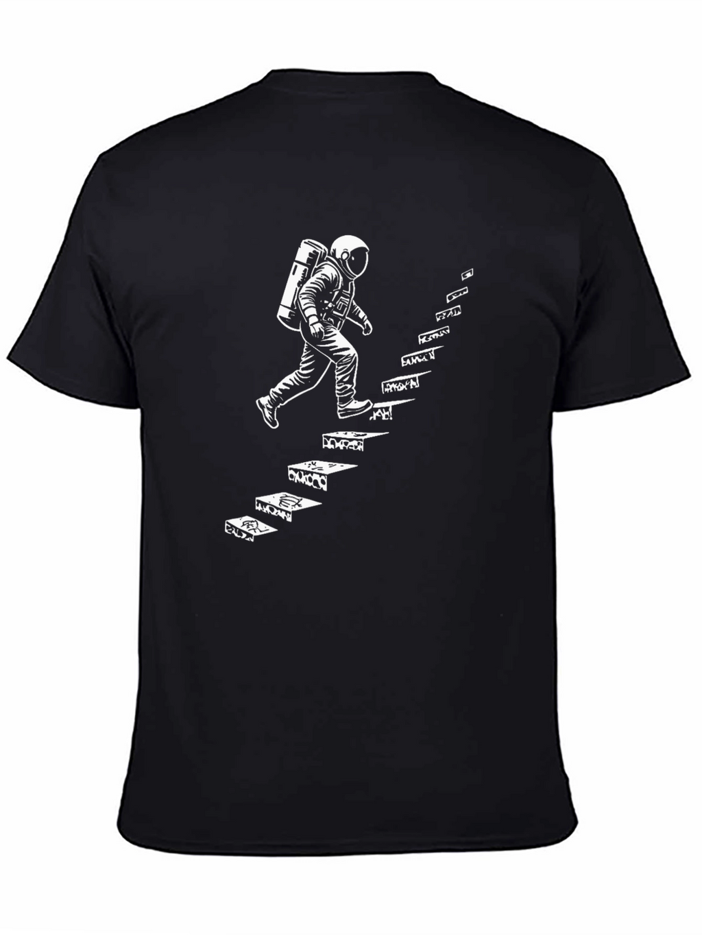 Astronaut Steps Graphic T-Shirt - Black